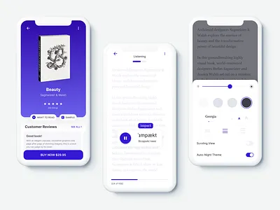 Mobile book app book clean read reading app ui