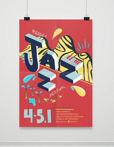 jazz festival poster 02 art branding design flat illustration illustrator minimal type typography vector