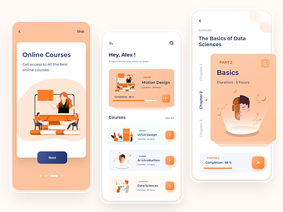 Online courses App app artificial intelligence colors courses data science course design digital flat illustration iphone mobile online online courses ui ux