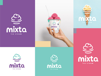 ice cream store Branding Concept brand identity branding candy colorful delicious fruits ice cream icecream icon design logo logomaker logotype minimalistic packing design sweetness