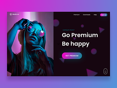 Landing Page Design- Music Web App app design flat minimal pexels ui ui ux ui design ux web website