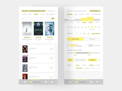Leaderboard challenge chart daily ui day 19 filter friend genre leaderboard month movie series show sorting star time week weekend year