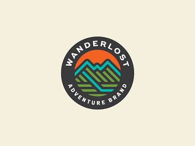 Wanderlost Badge adventure badge brand branding hike icon identity lockup logo logotype mountain outdoor outside retro typography vintage