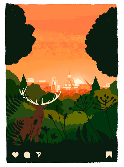 Sunset city digital editorial folioart illustration instagram landscape london michael parkin nature park sunset