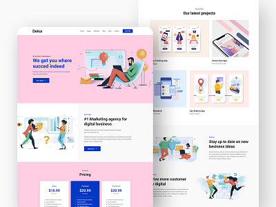 Delsa- Digital Agency Landing Page 2020 trend agency creative digital agency illustration it services layout exploration saas saas design software