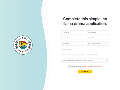 Lessonly LlamaNation Application application branding community design dropdown form field input lessonly terms of service web design website