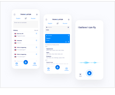 Translator mobile app adobe xd app clean design ios iphonex list minimal mobile simple translator ui ui design ux ux design voice assistant