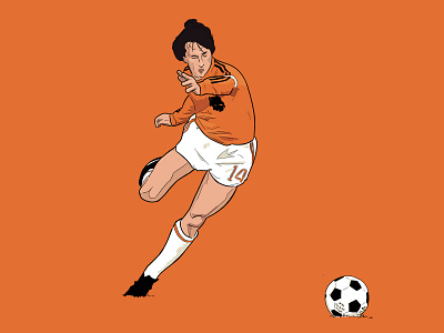 Cruyff 14 adidas cruyff dutch football holland illustration illustrator orange world cup