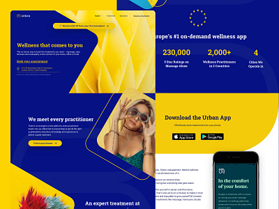 «Urban». from Urban. Landing page app design blue creative health landing landing design landing page massage nails spa ui urban user experience user interface ux web web design website wellness yellow