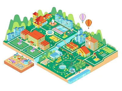 Ukulele City city digital folioart illustration isometric kiki ljung music vector