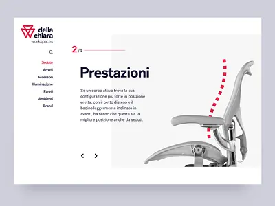 Della Chiara - Product page, gallery detail furniture gallery minimal slideshow typography ui webdesign
