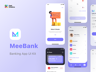 MeeBank - Banking App UI Design app autobanking banking capi creative design illustration mobile money transaction ui ui kit wallet