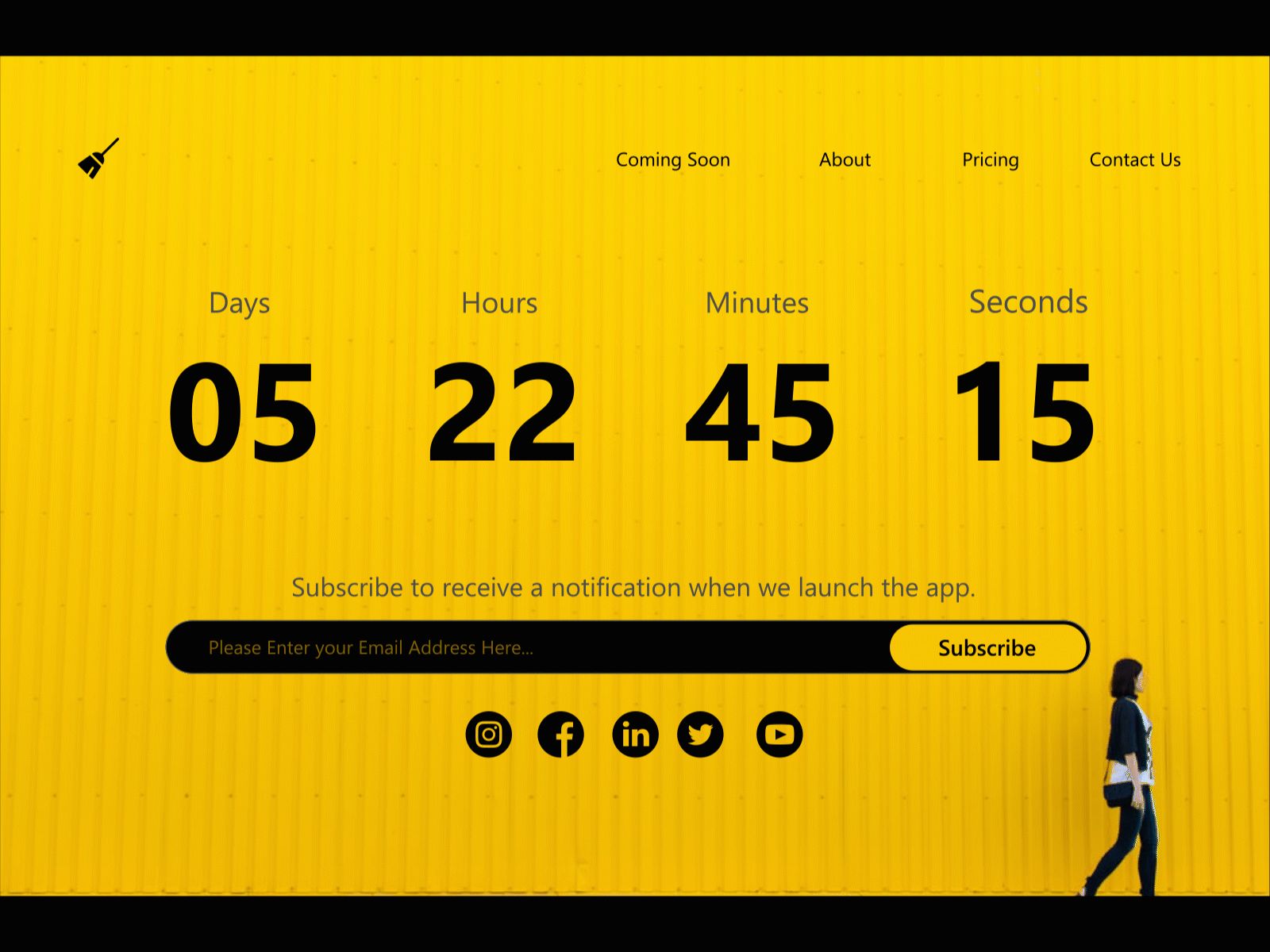 DailyUI- 014 (Countdown Timer) comingsoon daily 100 challenge dailyui dailyui014 stopwatch timer yellowblack