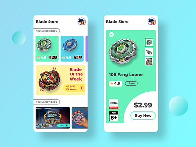 Beyblade Store - App concept Design beyblade clean colors modern store ui ui design uiux