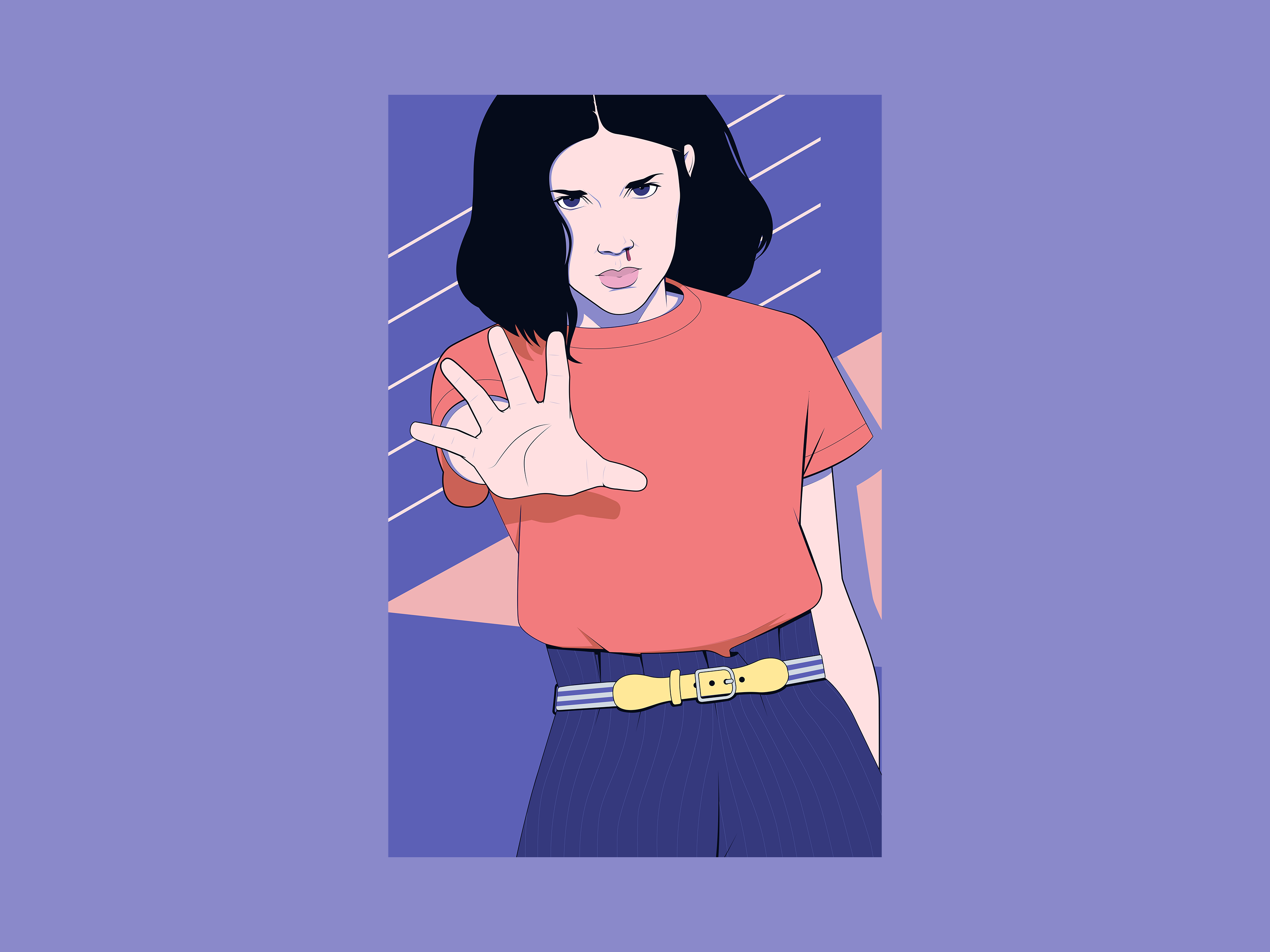 Patrick Nagel's style Eleven 80s 90s eleven illustration illustrator netflix retro st stranger things