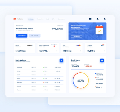 Bank Dashboard exploration app bank bank app design digital flat investing landing ui ux web