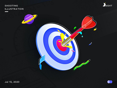 Shooting illustrations 2.5d education ui icon planet sports