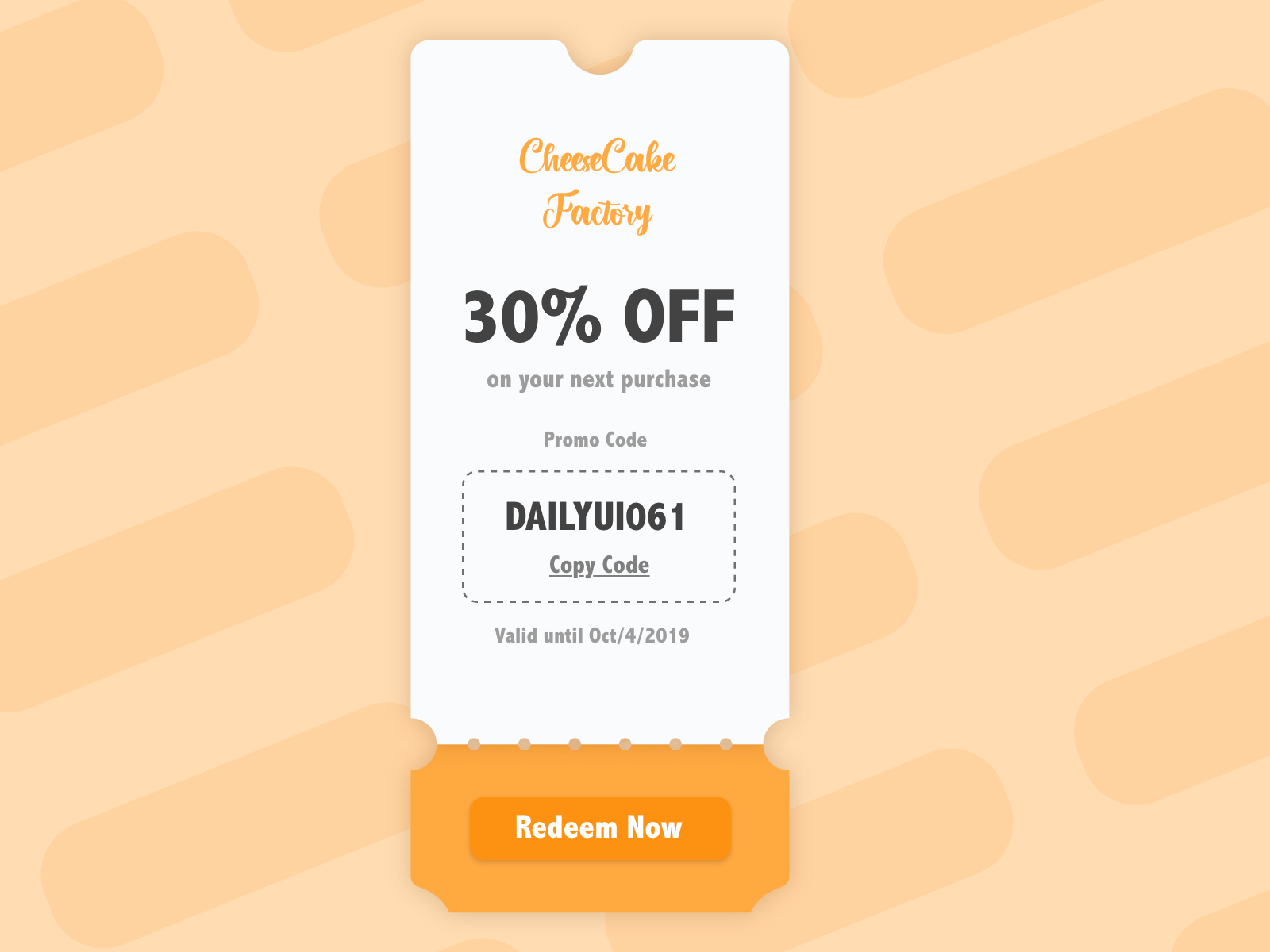 Example of Daily UI 061 Redeem Coupon