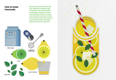 Lemonade digital drink folioart food illustration infographic instructional recipe sally caulwell summer vector