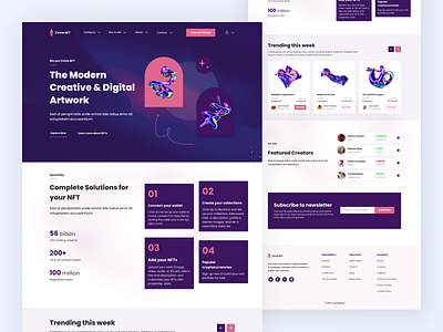 NFT Marketplace Landing Page art bitcoin clean cryptoart cryptocurrency design interface landingpage marketplace nft nfts ui ux web website webui