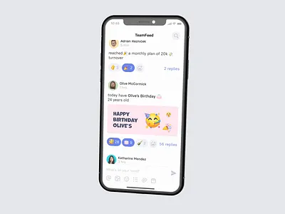 TeamFeed by Teambeo ae animation app company concept design employee gif iphone mobile newsfeed protopie prototype socialmedia teams ui ux