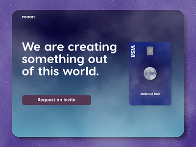 Sign Up Page for Moon Credit Card - Daily ui 001 affinitydesigner branding dailyui 001 design landing page minimal registration sign up signup typography ui ux web web page website design