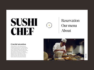 Sushi chef branding design header minimal restaurant sushi typography ui ux web