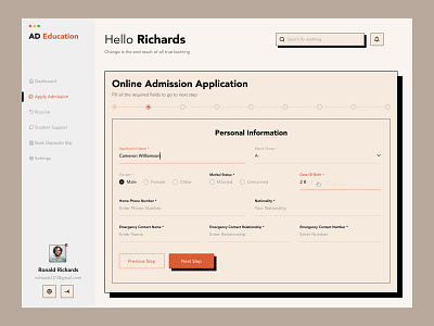 Online Admission Application Page. admin admin interface admin panel admin theme admin ui amdin analytics dahsboard dashboard dashbord dashbroad educational graphs modern ui online admission payment product design sidebare user user dashboard