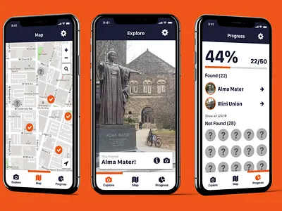 Illini Tours App Interface augmented reality interface mobile ui ui design ux ux design