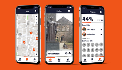 Illini Tours App Interface augmented reality interface mobile ui ui design ux ux design