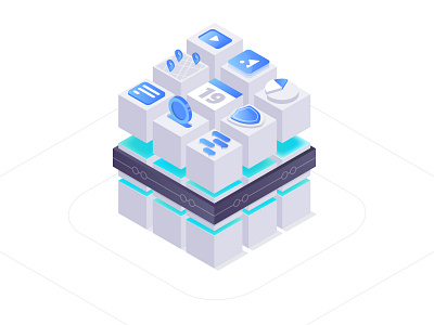 Illustration cube development illustration isometric vector