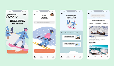 Snowscape App bookingapp outdoors productdesign skiing snowboarding uiux visualdesign wintersports
