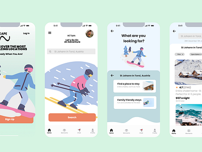 Snowscape App bookingapp outdoors productdesign skiing snowboarding uiux visualdesign wintersports