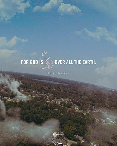 King over all drone earth hand lettering jesus photograhy psalm social media world