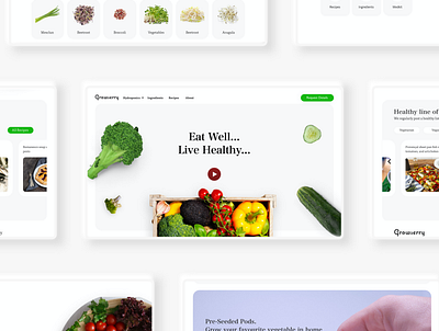 Healthy food website adobe xd flat design food food app foodwebsite healthfood healthy healthyrecipes madewithxd ui user experience user interface website design