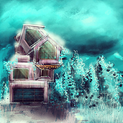 Remembering Winter architecture blue concept art digital digital art digital illustration digital painting home illustration procreate snow winter