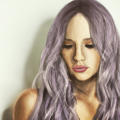 Silver Haired Girl concept art digital digital art digital painting girl girl character hair illustration portrait procreate purple silver