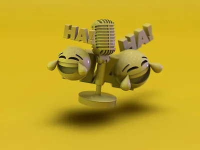 Hulu movie genre render - comedy 3d 3d animation 3d modeling 3d render app cinema4d emojies ha hulu laughing microphone movie movies render rendering ui ux web