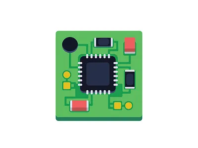 Circuit board 2d art chip circuit board design digital drawing green icon illustration illustration art illustrator tech vector