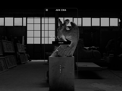 Jun Cha - Home page artist blackandwhite dark sculpture tattoo ux webdesign webdevelopment