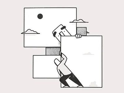 Windows black character illustration illustrations scene white window