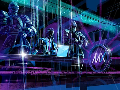 Over-The-Counter Trading blog illustration crypto exchange cyber security dark finance fintech future illustration neon protection trading