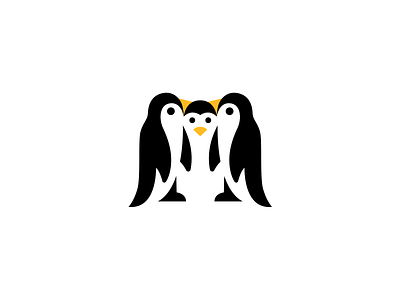 Penguins animal brand branding child design elegant family logo logotype mark modern negative negativespace parents penguin sign space wild
