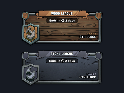 League Banners banners competition design fantasy game graphic design illustrated interface design iphone kingdom builder league medieval stone textures ui wood