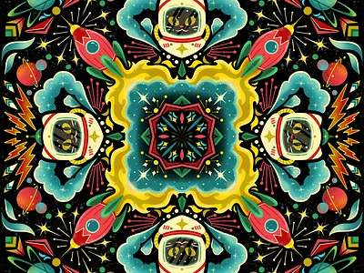 Space Cat astronaut cat design illustration retro space vintage