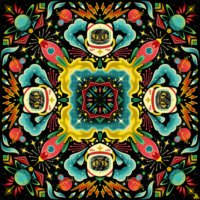 Space Cat astronaut cat design illustration retro space vintage