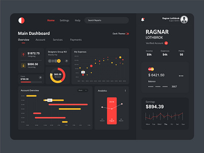 Analytics App - [Dark Theme] analytics clean dark dark app dark mode dashboard ui interface product design ui ux uxui wallet web app