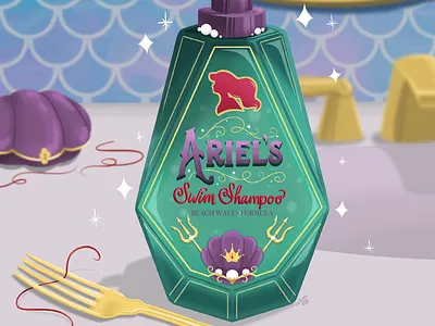 Princess Self Care Products: Ariel's Swim Shampoo illustration mermaid princess product product design selfcare