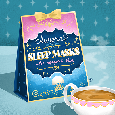 Princess Self Care: Aurora's Sleep Masks beauty product branding design illustration princess product product design