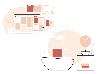 Remodelmate Illu bathroom design drawing egotreep illustration lineart minimal reconstruction remodel vector